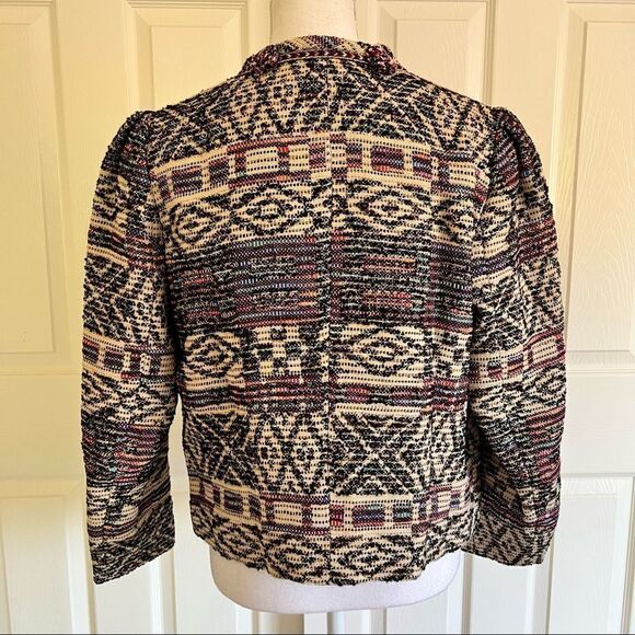 Zara Jacquard Jacket Cardigan Wool / Cotton Blend in Multicolor Large - Picture 9 of 13
